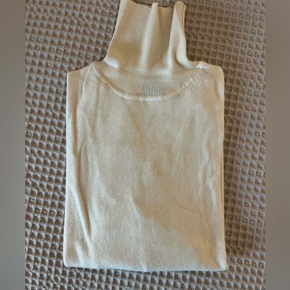 Doppelgänger Cream Cotton & Wool Turtleneck Sweater – Size M